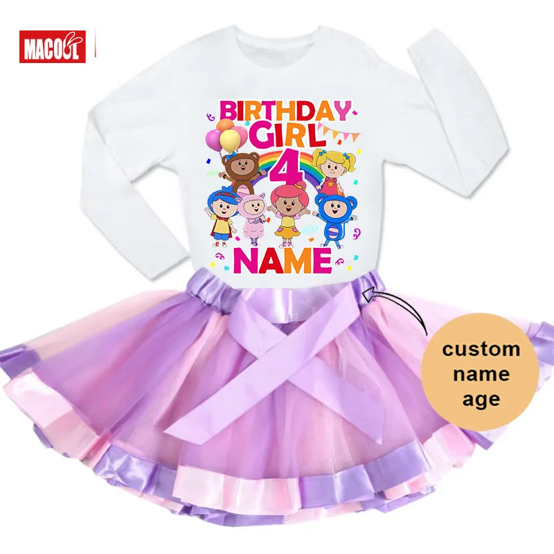 Birthday Girl Outfits Tutu Set Mother Goose Club T Shirt Birthday Tutu Set Girl 3rd Party Light Dress Little Girl Costume Name