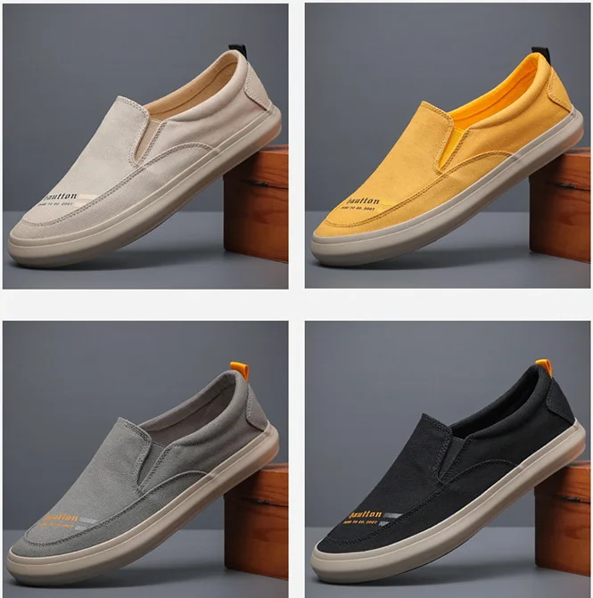 New Spring Men\'s Canvas Shoes Loafers Slip-on Flat Shoes Casual Male Breathable Shoes Sneakers Men