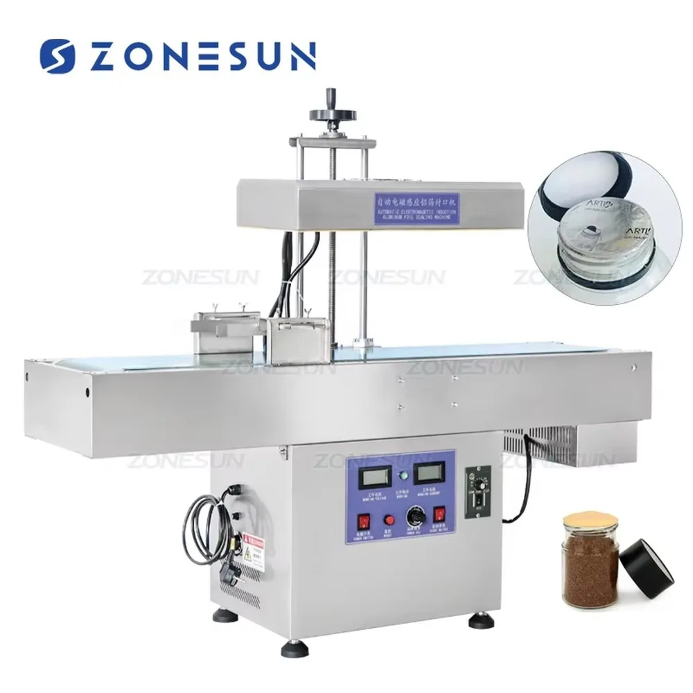 Automatic Continuous Induction Sealing Machine Electromagnetic Heat Sealer For Plastic Bottle Cap Aluminium Foil Snacks