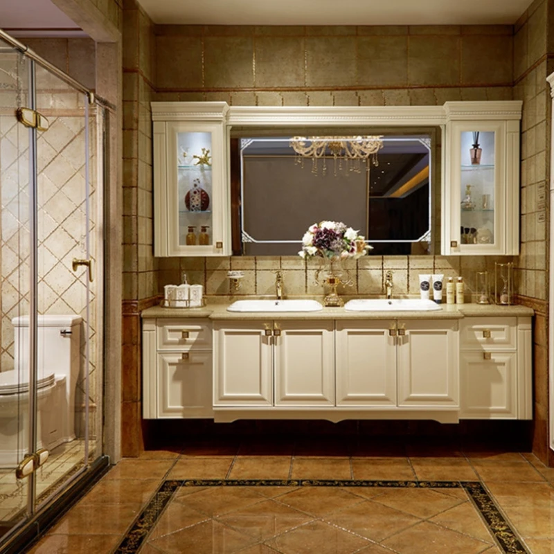 

Customized European-style solid wood bathroom cabinet combination bathroom American floor-to-ceiling bathroom cabinet