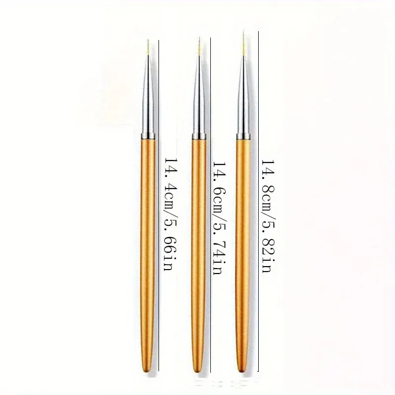 3Pcs Nail Art Liner Brushes French Stripe 3D Tips Line Stripes DIY Drawing Pen UV Gel Brushes Painting Manicure Nail Tool Sets