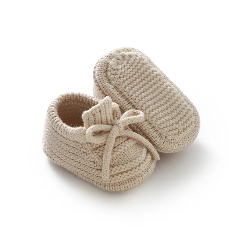 0-3M Infant Boys Girls First Walkers Soft Soled Non-Slip Baby Shoes Handmade Knitted Toddler Booties Footwear Children Prewalker