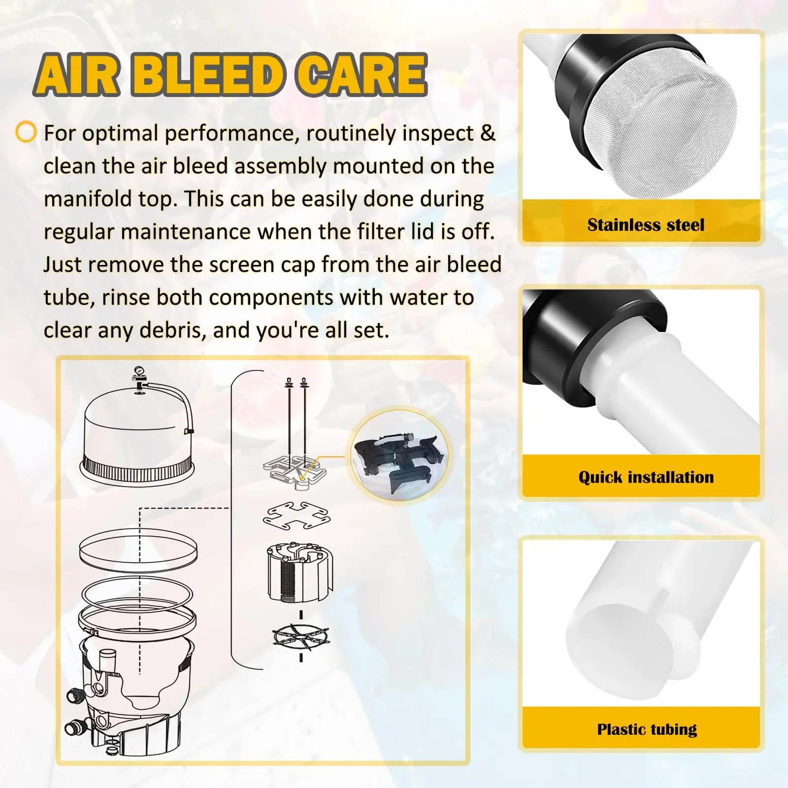 190092 Internal Air Bleeds Assembly for Vertical Grid Filter for FNS Plus Pool & Spa D.E. Filter for FNS Plus 24 36 48 60 Models