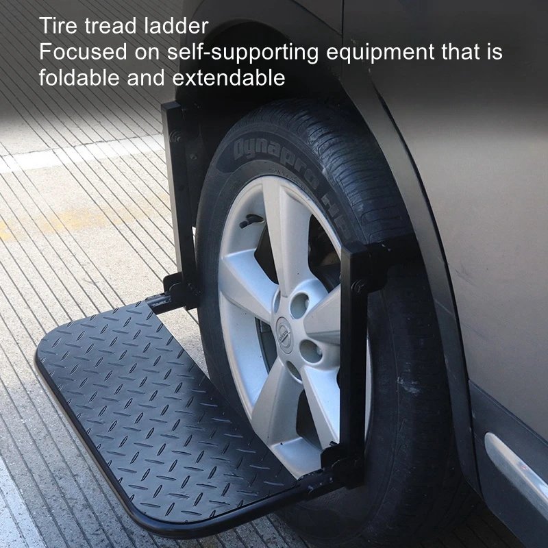 Off-road vehicle tire rack pedal modification on the roof of the folding multi-functional ascending auxiliary ladder