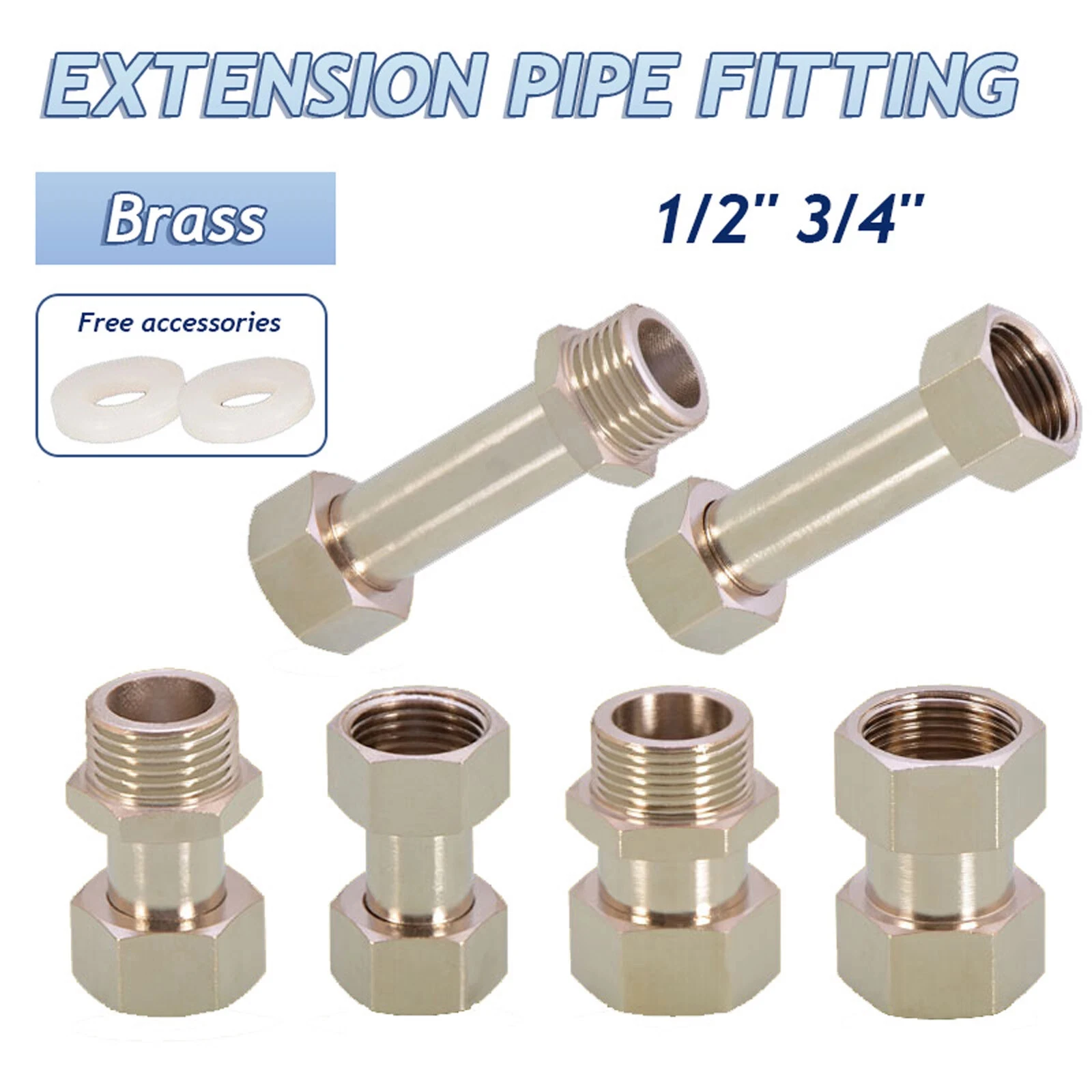 

1/2/5 шт. 1/2 "BSP резьбовой удлинительный фитинг, медно-никелевая пластина, разъем с внутренней и наружной резьбой, подвижные/фиксированные соединения