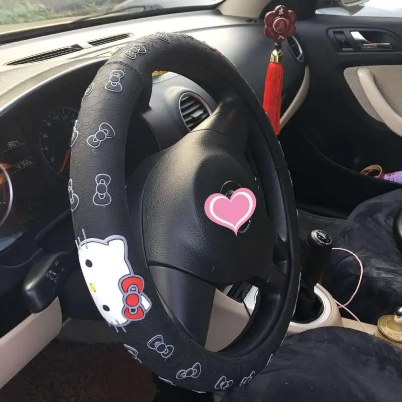 Anime Sanrio Car Steering Wheel Cover Hello Kittys Accessories Cute Cartoon Kawaii Universal Car Handlebar Cover Toys for Girls