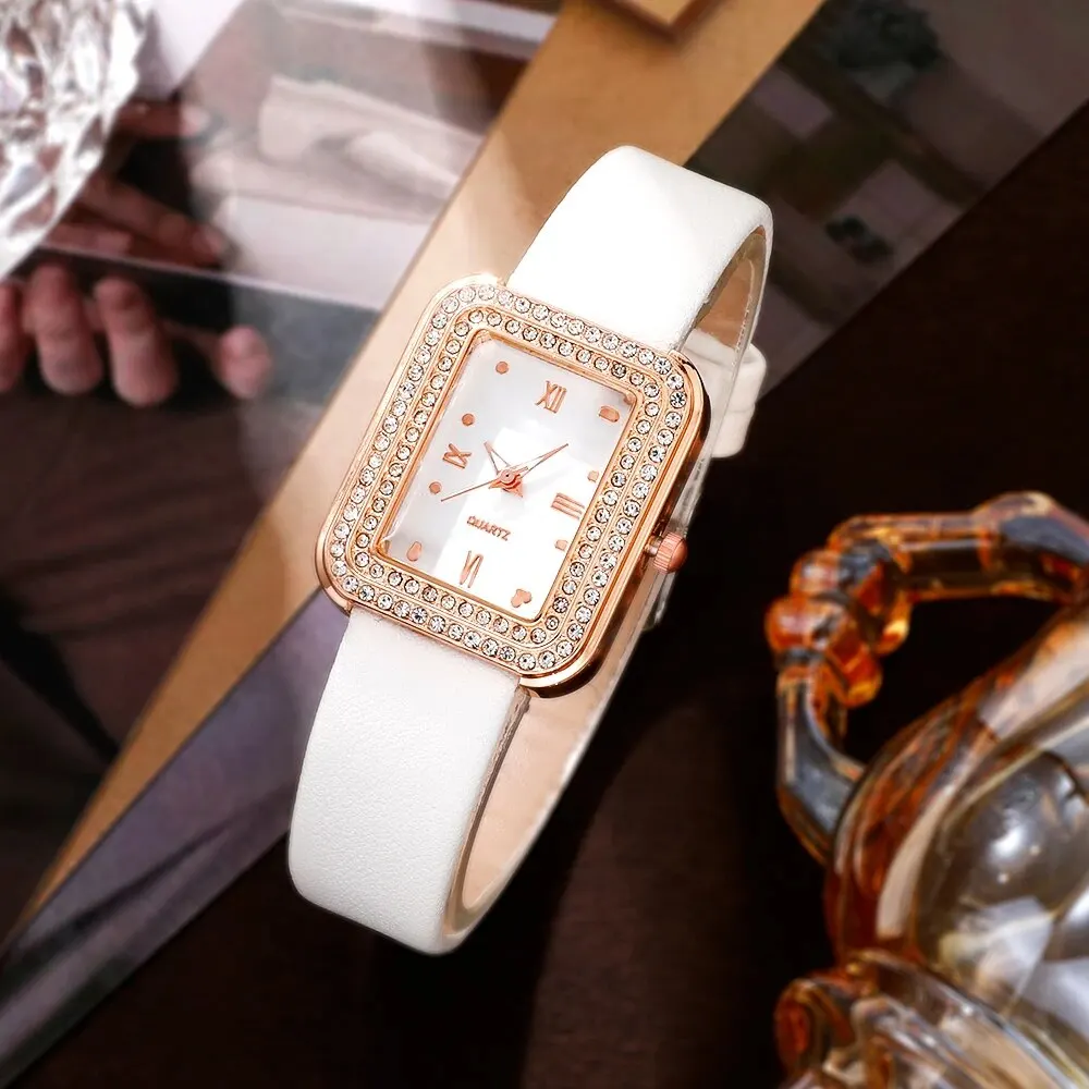 Women Fashion Quartz Watch Female Clock Square Dial Luxury Brand Design Women Watches Simple Ladies Wrist Watch Jewelry Set