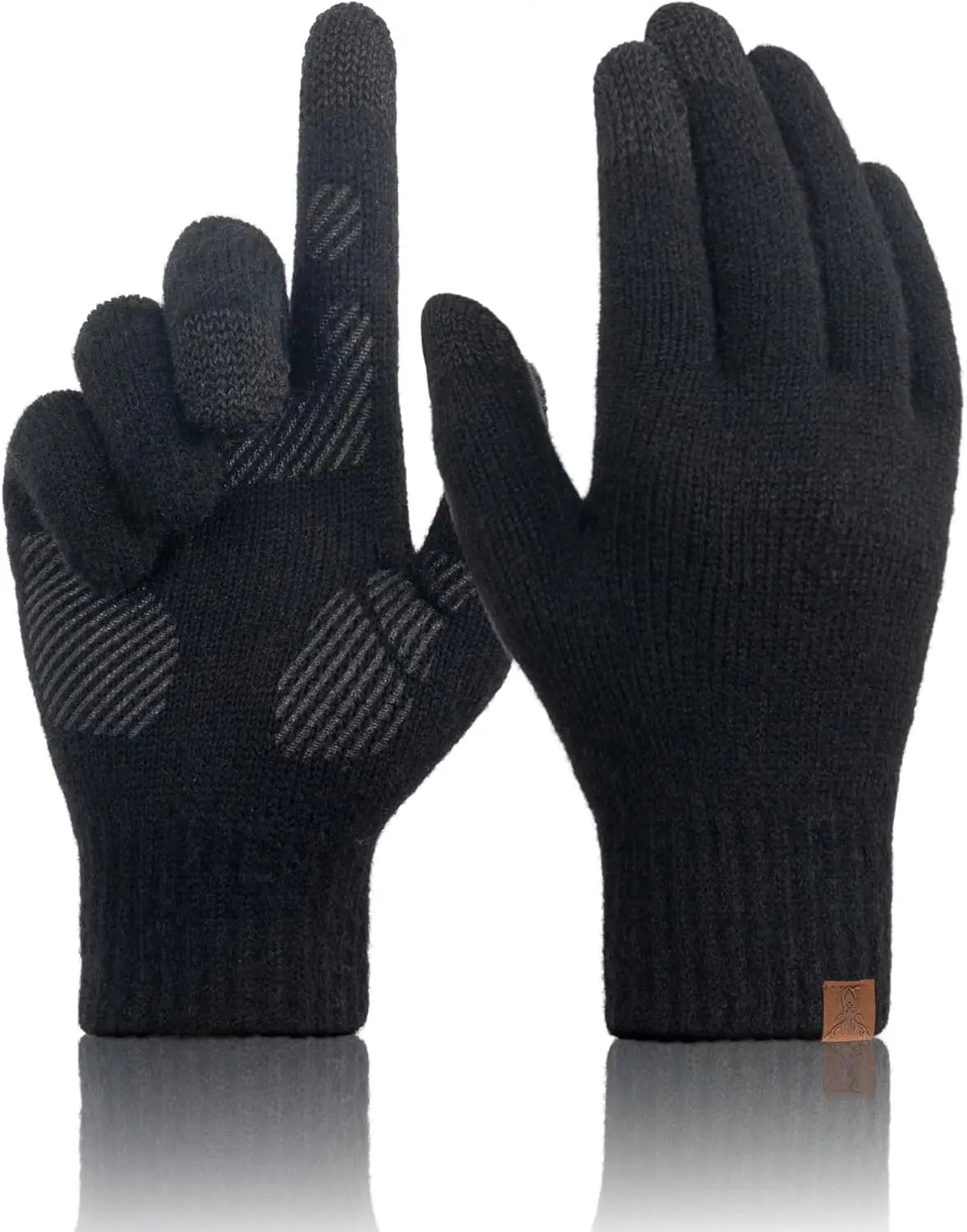 

Merino Wool Winter Gloves: Touch Screen Knitted Warm Thin Non-slip for Men Women Driving Running Gift