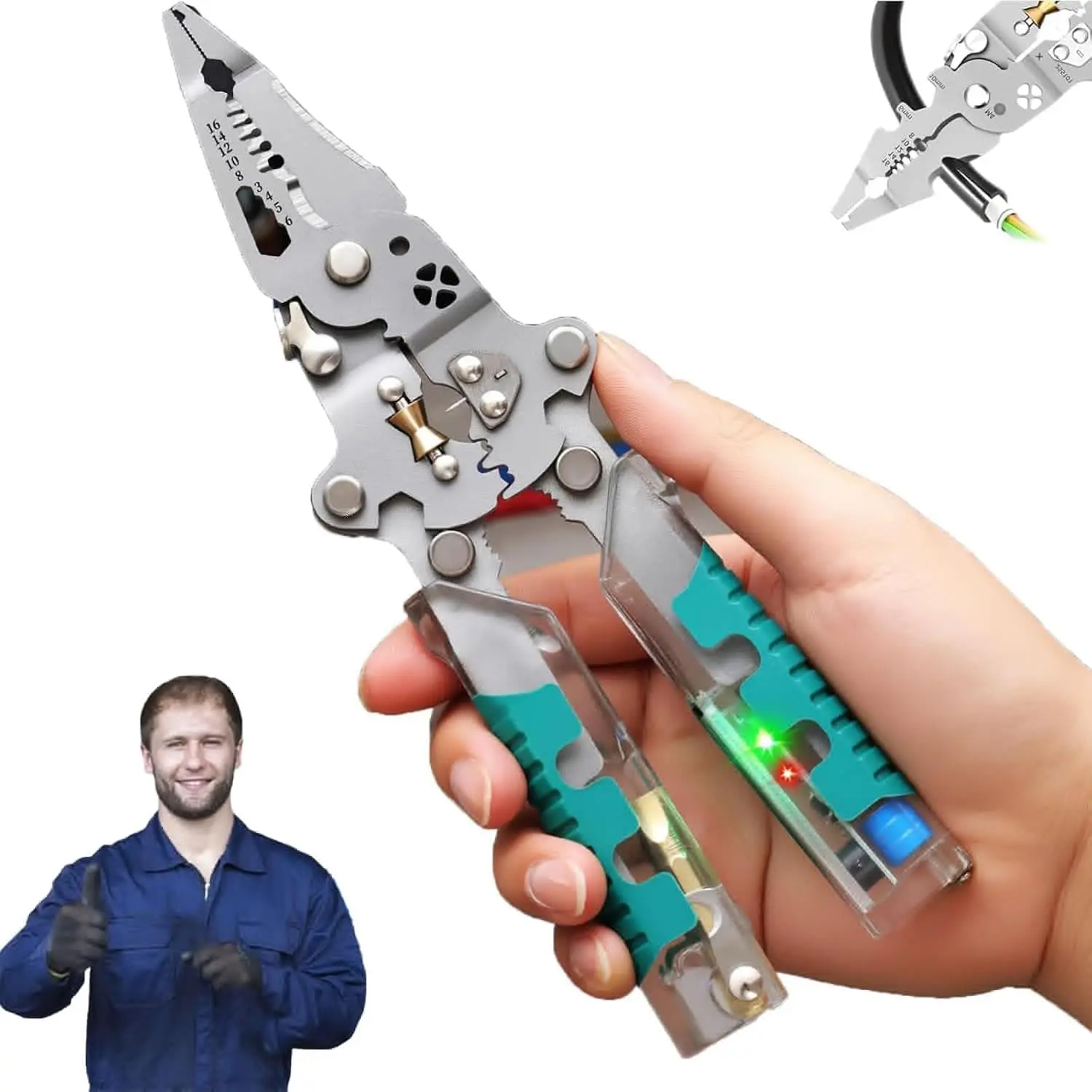 

Wire Strippers, Foldable Stylus Screwdriver Wire Stripper With Voltage Tester, Electrical Pliers Multi Tool, For Safe El