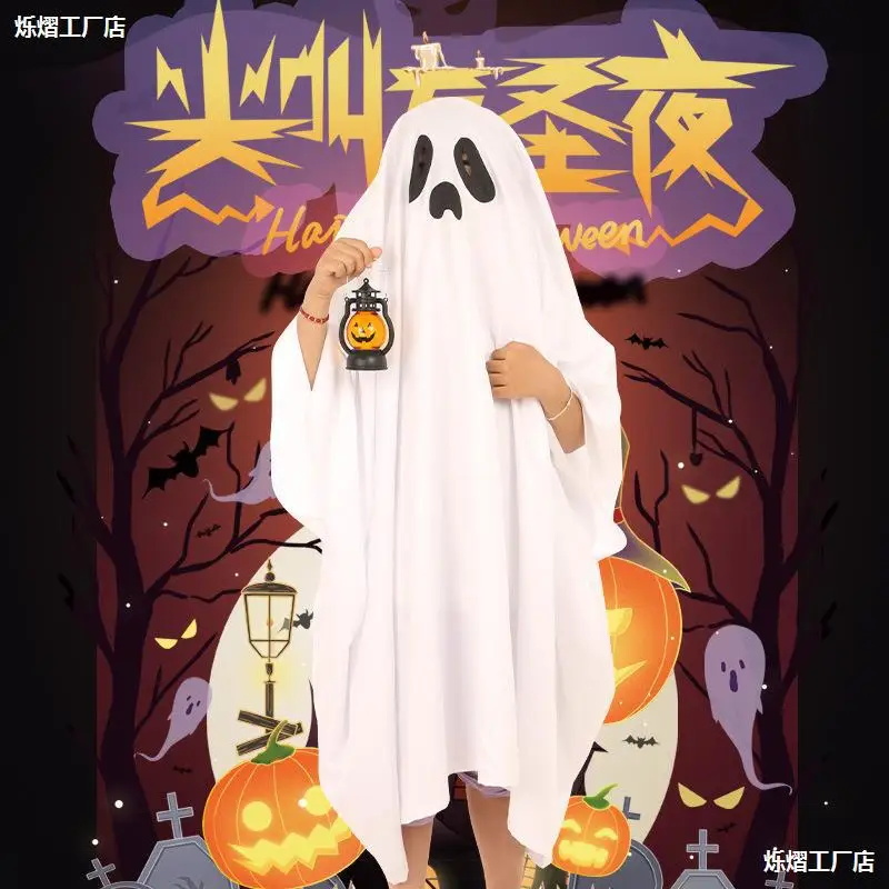 Halloween Witte Geit Kleding Cosplay Outfit Ghost Mantel Cosplay Kostuum Kleding Pak Voor Kinderen Mannen Vrouwen Dans