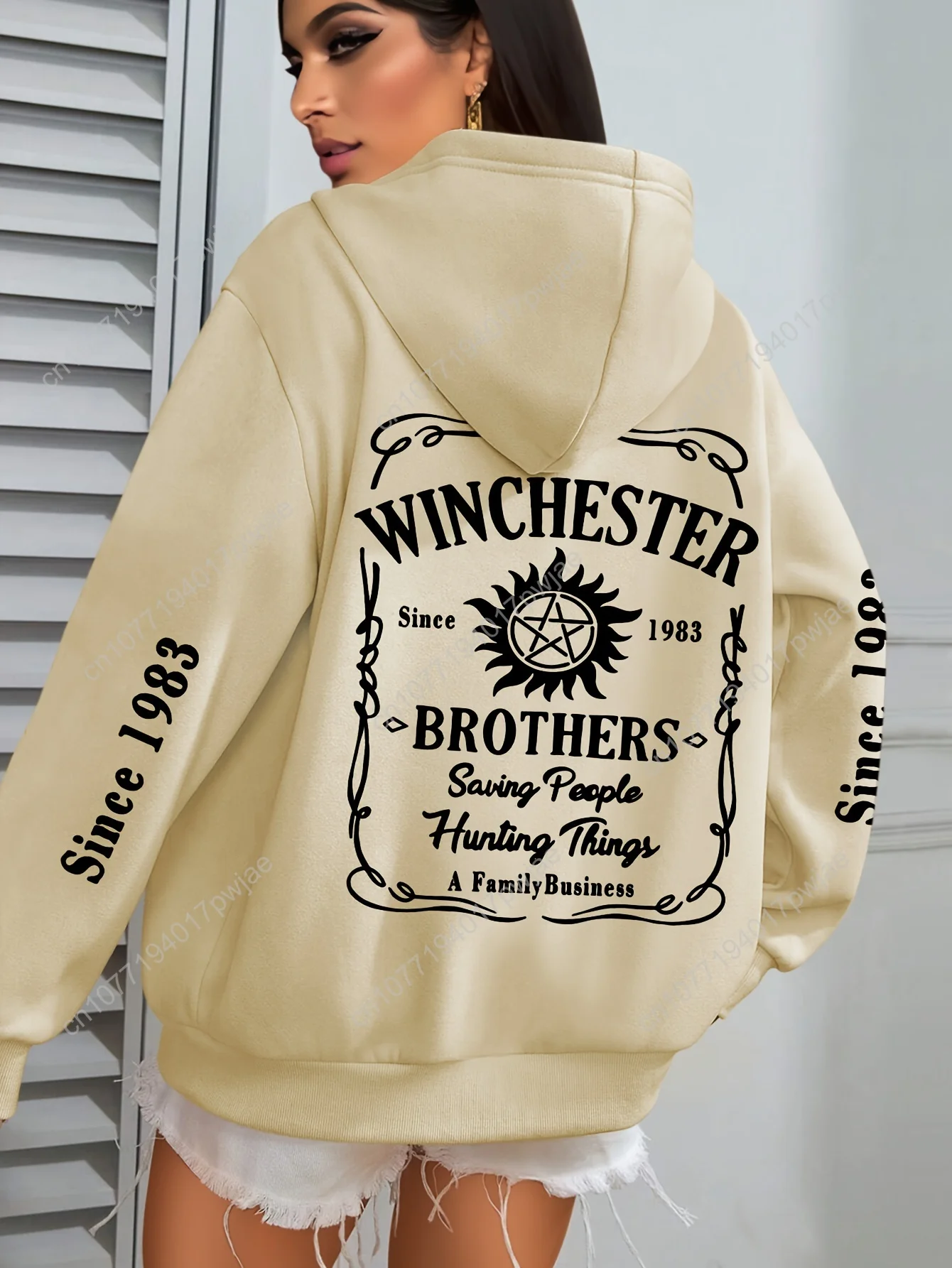 [Sudadera con cappuccio casual] Felpa con cappuccio casual taglie forti dei fratelli Winchester |   Maniche lunghe, design unico con stampa slogan per l'autunno/inverno