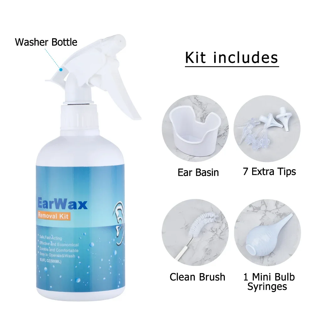 500/300ml Adult children's Ear Cleaning set Spiral ear wax removal plastic water irrigation bottle Ear Care wash Safe squeeze