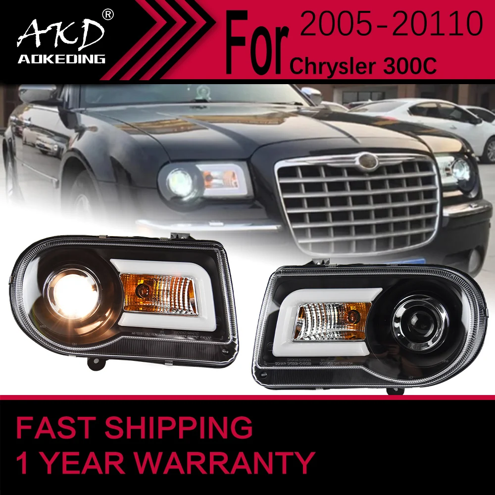 

Автомобильные фары для Chrysler 300C, светодиодные фары 2005-2010 300C, фары Drl, линзы проектора с динамическим сигналом, автомобильные аксессуары