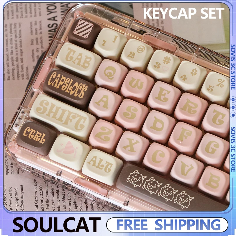 

Soulcat PORO Cat Theme Keycap Moa Height PBT Материал Механическая клавиатура Пятисторонняя сублимация Симпатичная клавиатура для игровой клавиатуры
