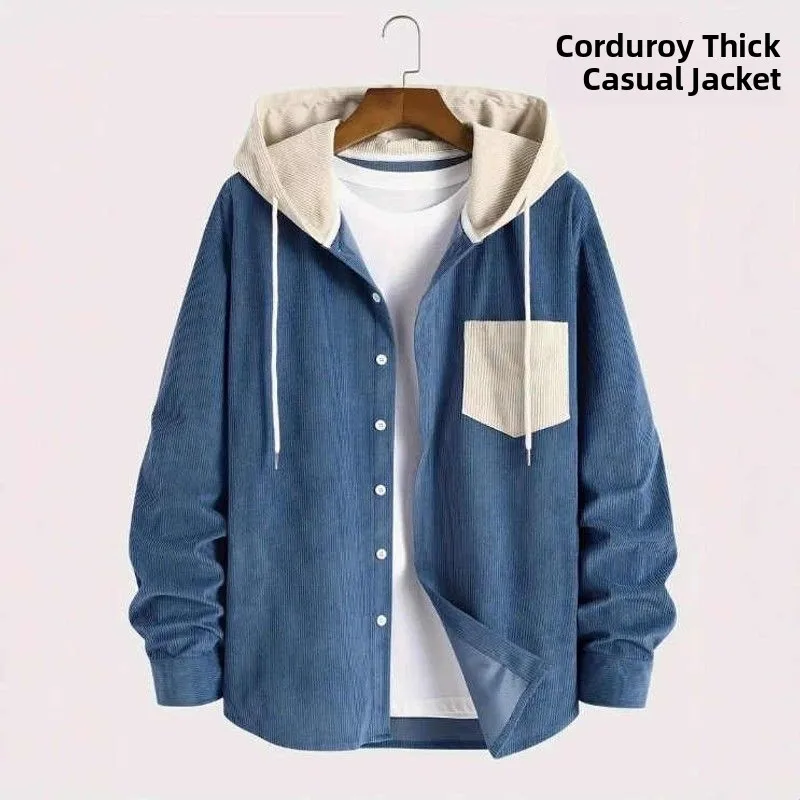 Thickened Casual Shirt for Men Denim Material Outdoor Wear Resistant Deformation Waist Shaping Seven Sleeve Cleanfit Style