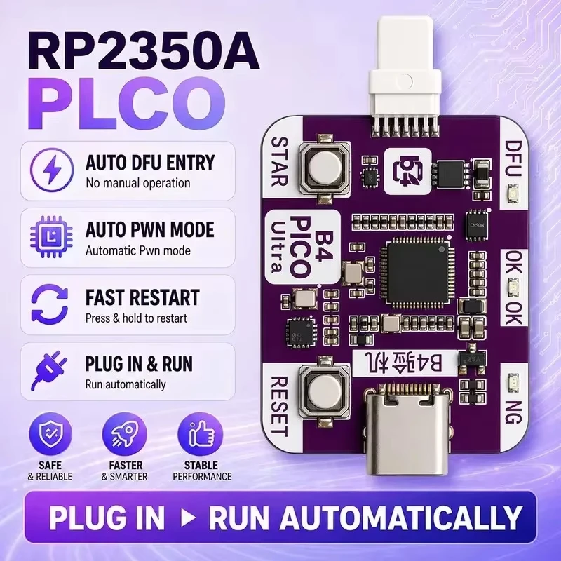 New RP2350A B4 PICO DFU Mode Adapter Pi Pico 2 RP2350-USB-A Pwned DFU IOS A12/A13 Repair Erase Development Board