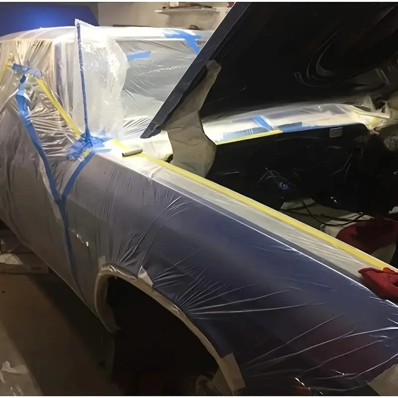 Car Masking Film Tape For Painting Masking Film Plastic Sheeting Anti-Dust Protective Film For Automotive Painting Furniture image 3