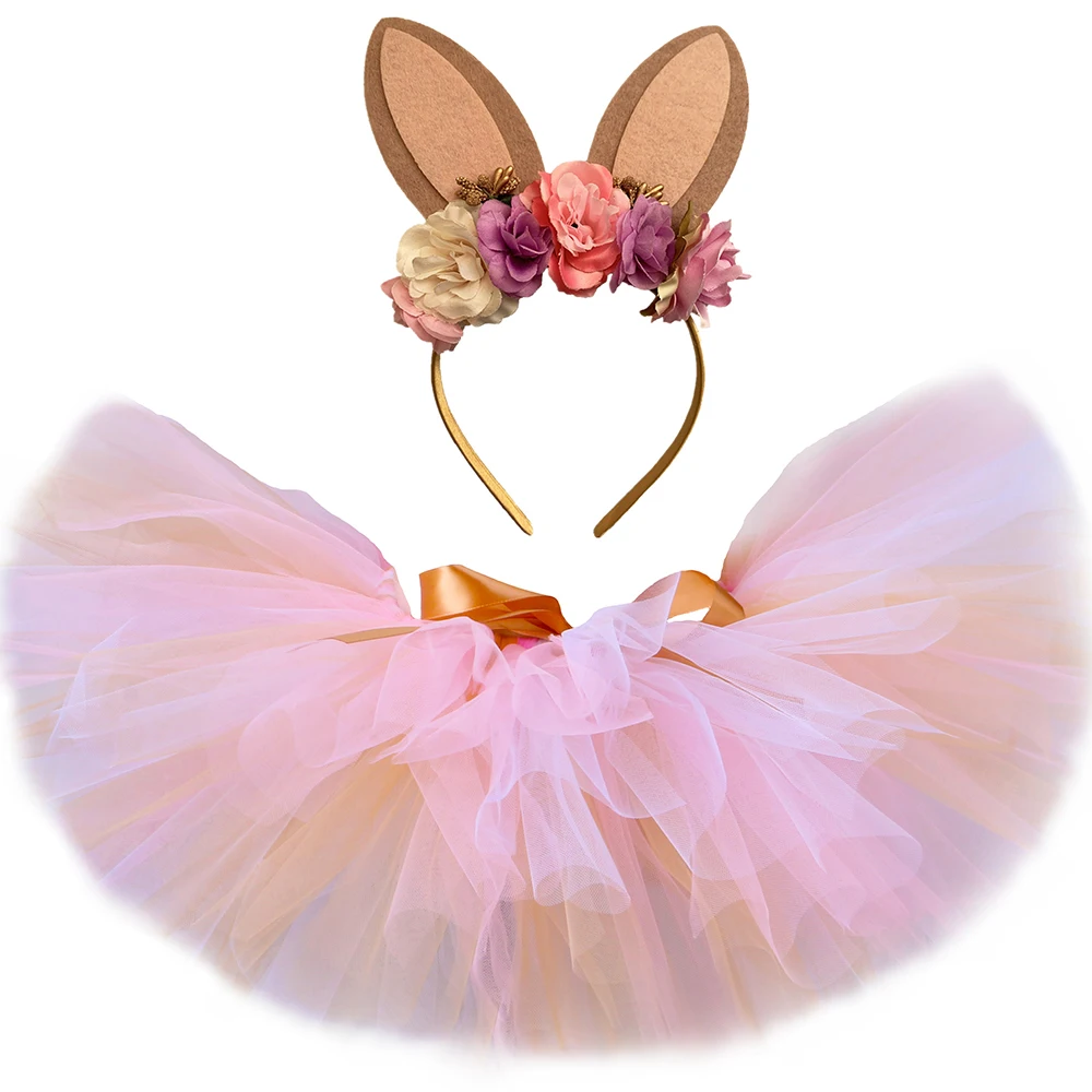 

Baby Girls Rabbit Bunny Tutu Skirt Pink Toddler Girl Tutu Set Fluffy Mini Tulle Skirts for Kids Halloween Easter Costume Outfit