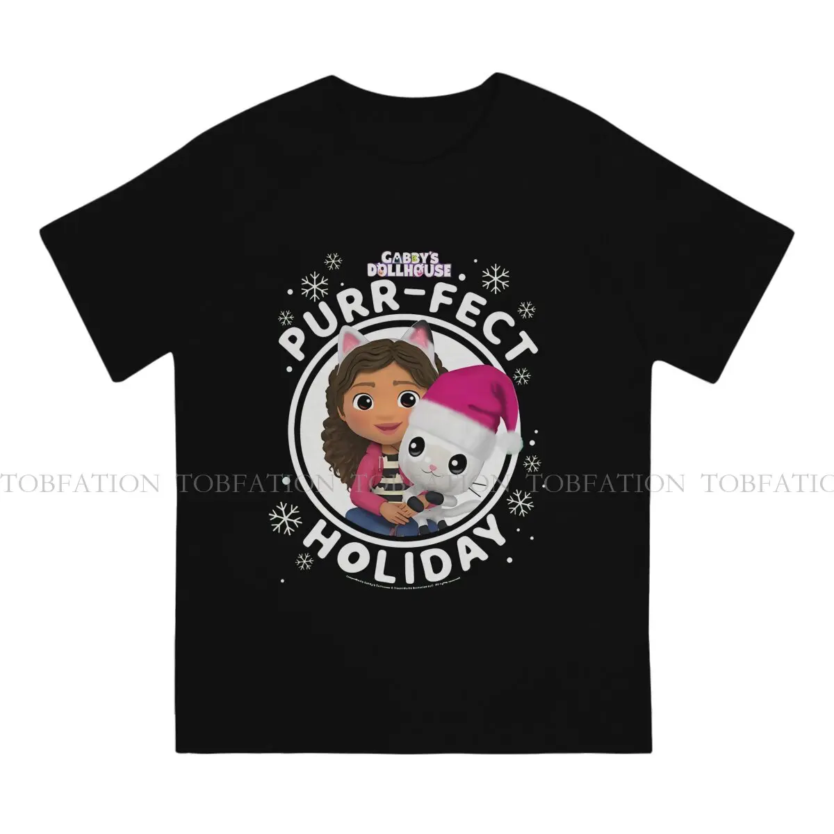 Christmas Purr Fect Holiday Casual TShirt Gabby's Dollhouse Style Streetwear Comfortable T Shirt Male