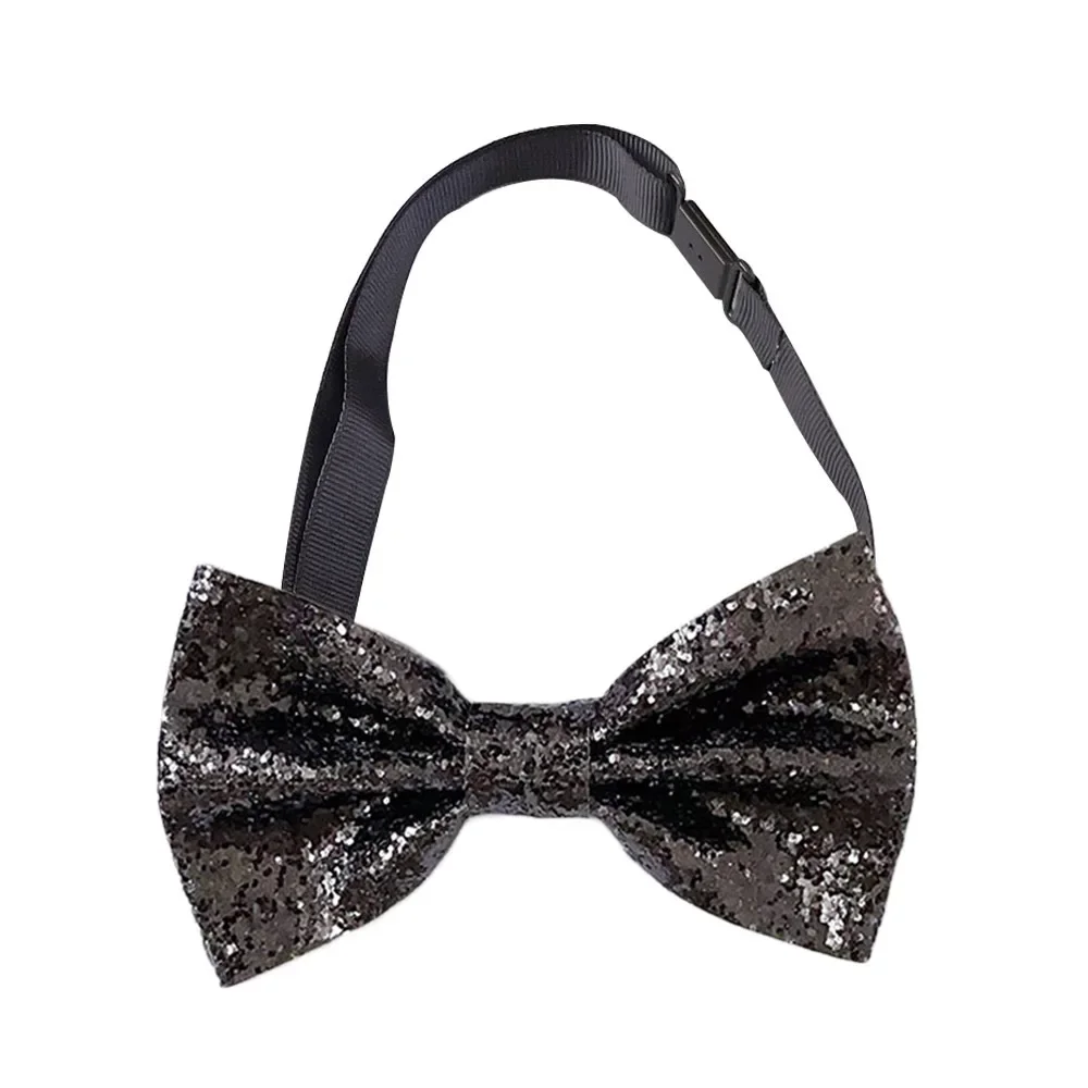 Fashion Shiny Paillette Sequins Bowtie Dance Bowknot Adjustable Stage Performance Tie Neck Decoration Necktie Wedding