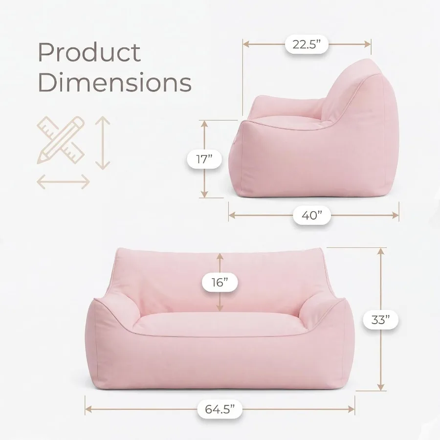 Giant Bean Bag Chairs Loveseat for Adults, 2 Seater