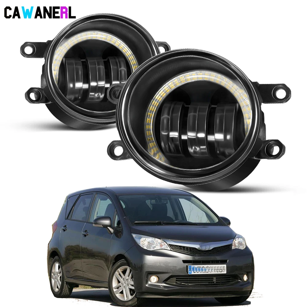 2 X 30W Car Front LED Fog Light Assembly Angel Eye DRL Fog Daytime Running Lamp 6000LM For Subaru Trezia Hatchback 2011-2016