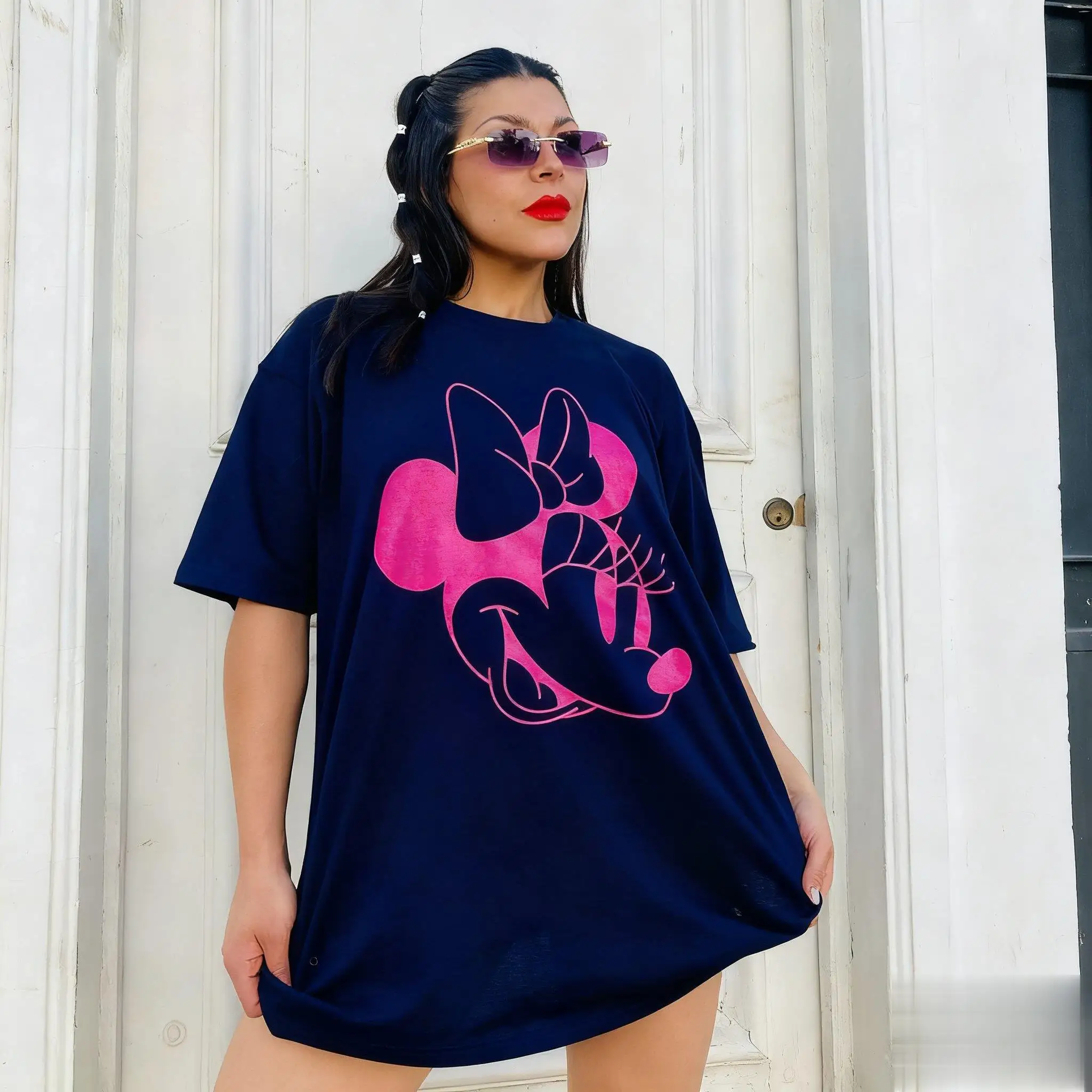 Neue Sommer Trendy Mickey Maus frauen T Shirt Casual Streetwear Graphic Tee Baumwolle Kurzarm Tops Disney Cartoon Print Y2k