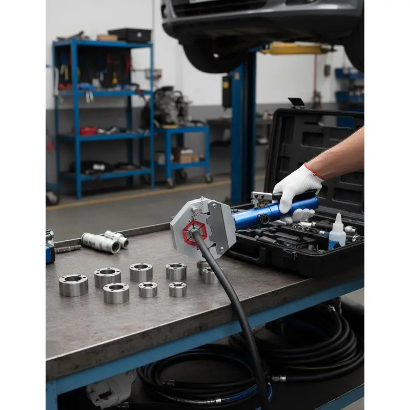 

Hydraulic Hose Crimper, AC Hose Crimper Kit with 7 Dies Snap-On, Integral Manual Hydraulic A/C Hoses Crimping Tool for Automotive & Air Conditioning Repair - with Carrying Case