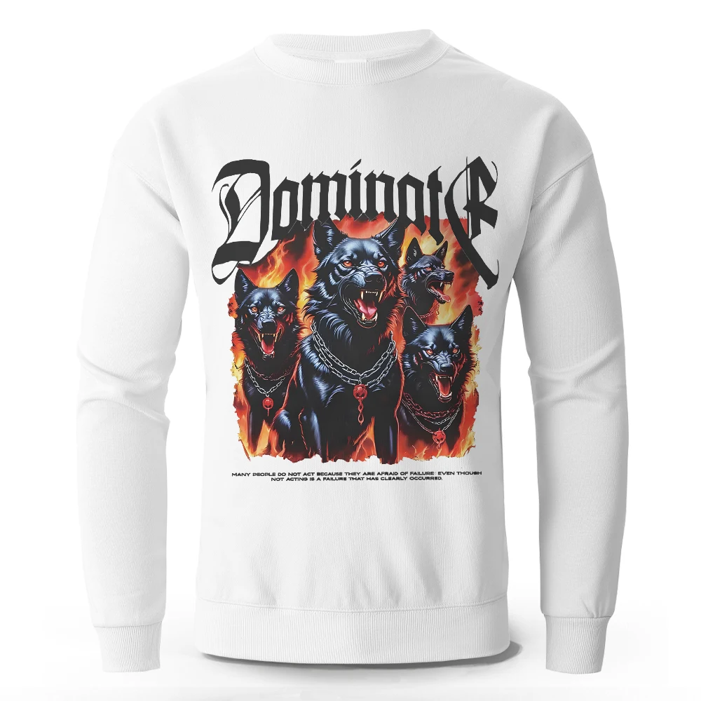 Wolf Darkness Printed Pure Cotton Sweatshirts Oversized Classic Graphic Pullovers for Men Women Tops