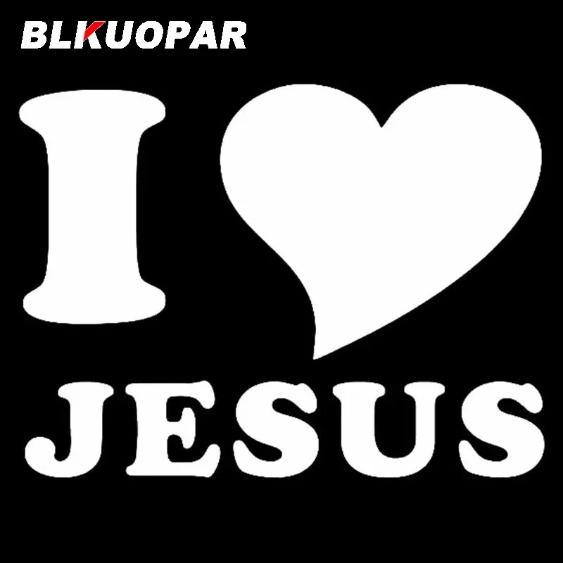 BLKUOPAR أنا أحب يسوع القلب المسيحية الدينية سيارة ملصق مضحك ملصق مضاد للماء الإبداعية الزجاج الأمامي دراجة نارية سيارة التصميم