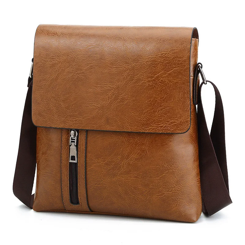 Fashion Luxury Men's Crossbody Bag Business PU Leather Shoulder Bags Men Solid Flap Messenger Bag Men Zipper Ipad Bag 2025 New