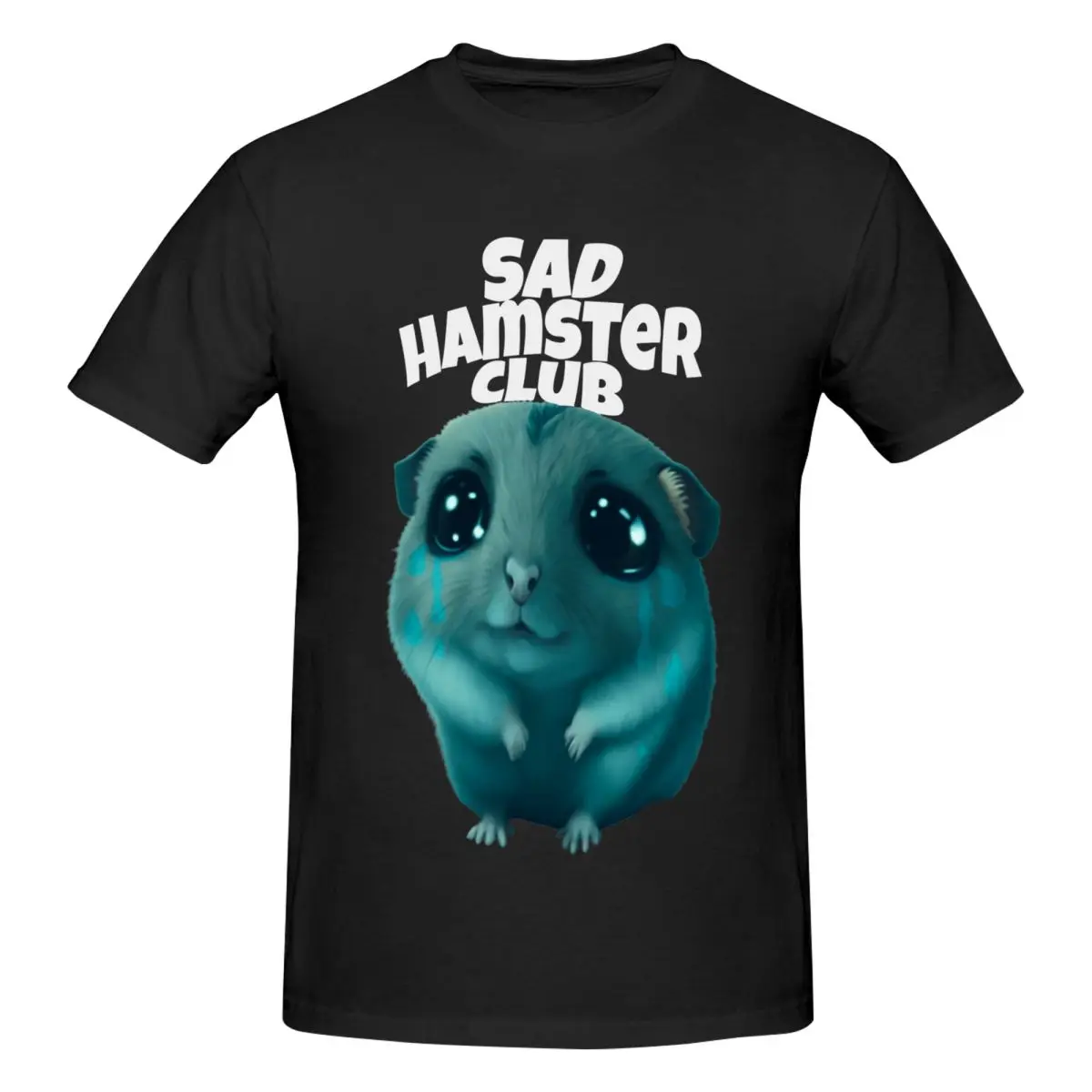 Men 2026 New Sad Hamster Kawaii Letter Print Club T Shirt Vintage Plus Size Cotton Sleeve Custom Tee Shirt