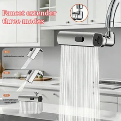 Three-speed Waterfall Water Outlet Multi-function Faucet Extender Universal Rotating Nozzle Splash-proof Kitchen Artifact