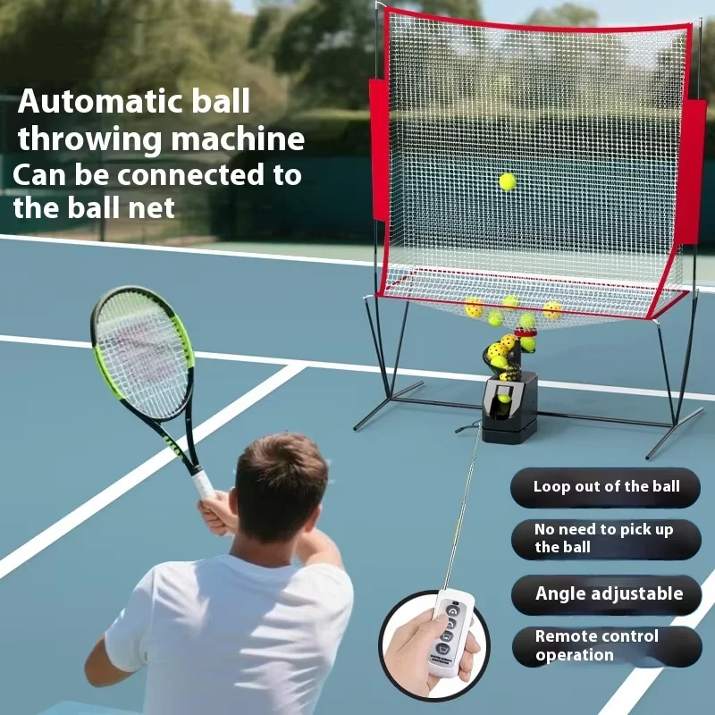 Professional 33pcs Ball Throwing Machine Remote Control Auto Pickleball Tennis Ball Launching Toss Training Equipment With Net