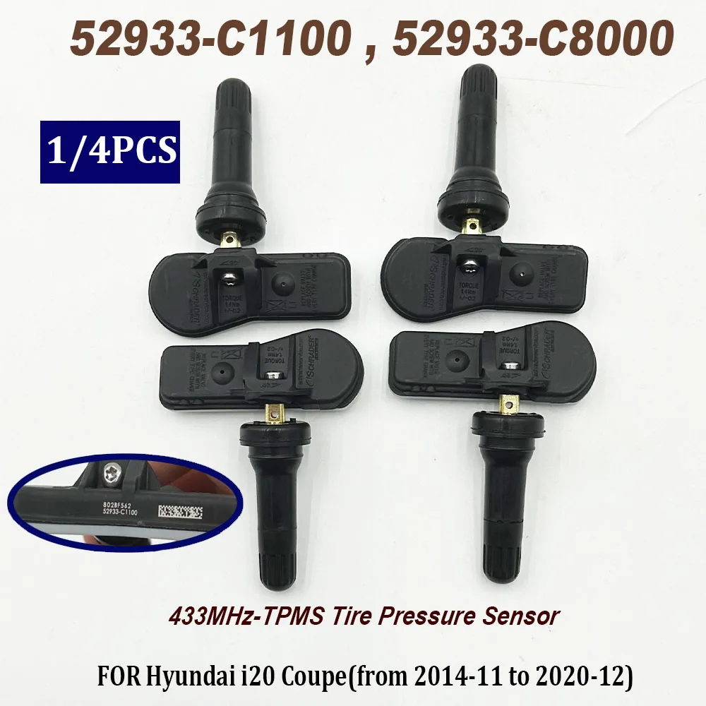 1/4PCS 433MHz TPMS 52933C1100 52933-C1100 Tire Pressure Monitor Sensor for H-yundai Sonata Santa Fe K-ia 52933-C8000 52933C8000