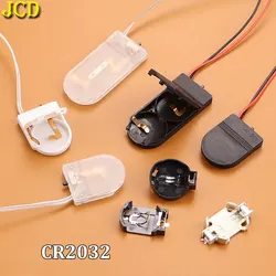 JCD 10pcs Single Double Slot CR2032 Button Coin Cell Battery Holder Case Cover With ON-OFF Switch Leads Wire 3/6V Battery Box