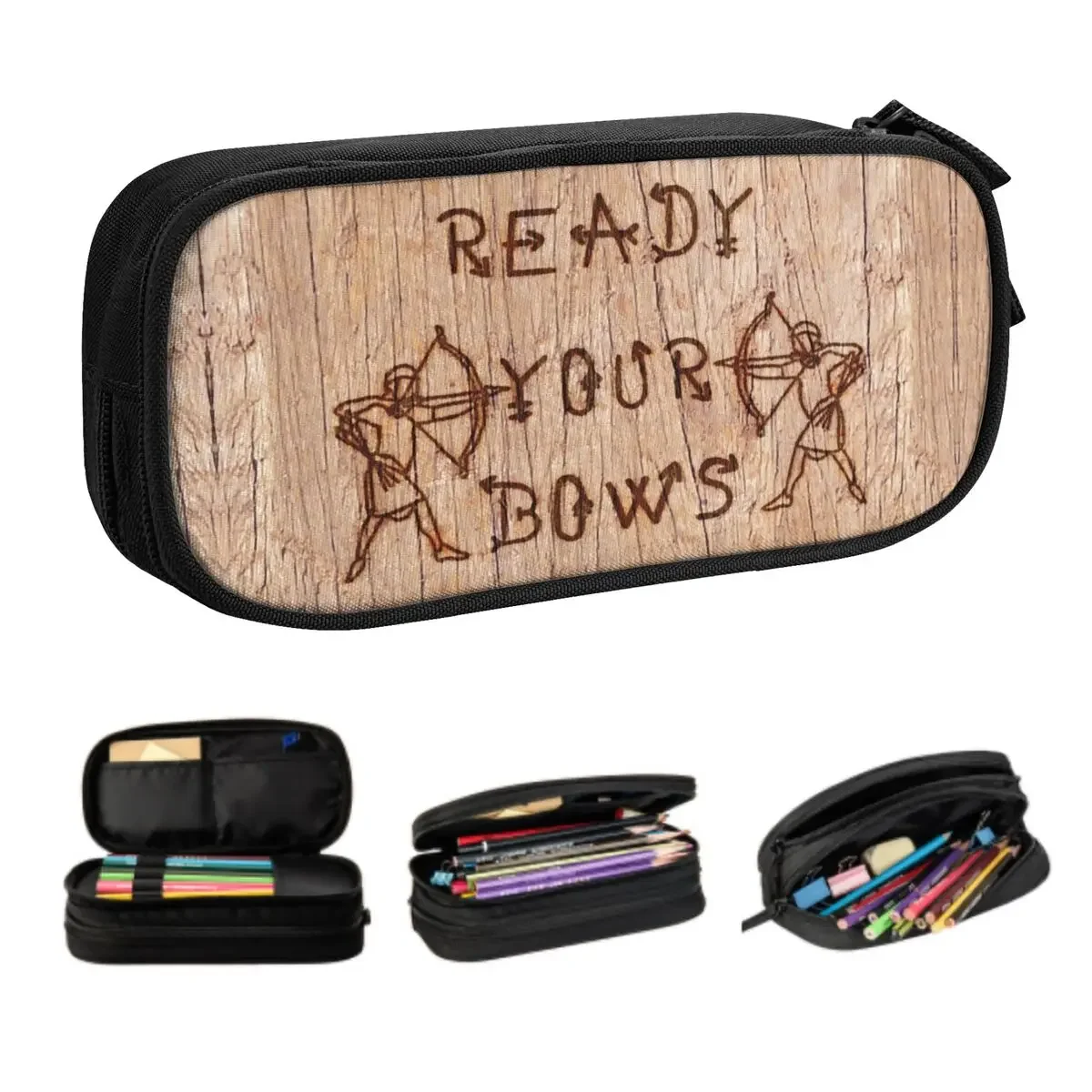 Custom Cute Medieval Warbow Archer Pencil Case for Boys Gilrs Large Capacity Archery Bow Hunting Pencil Bag School Accessories