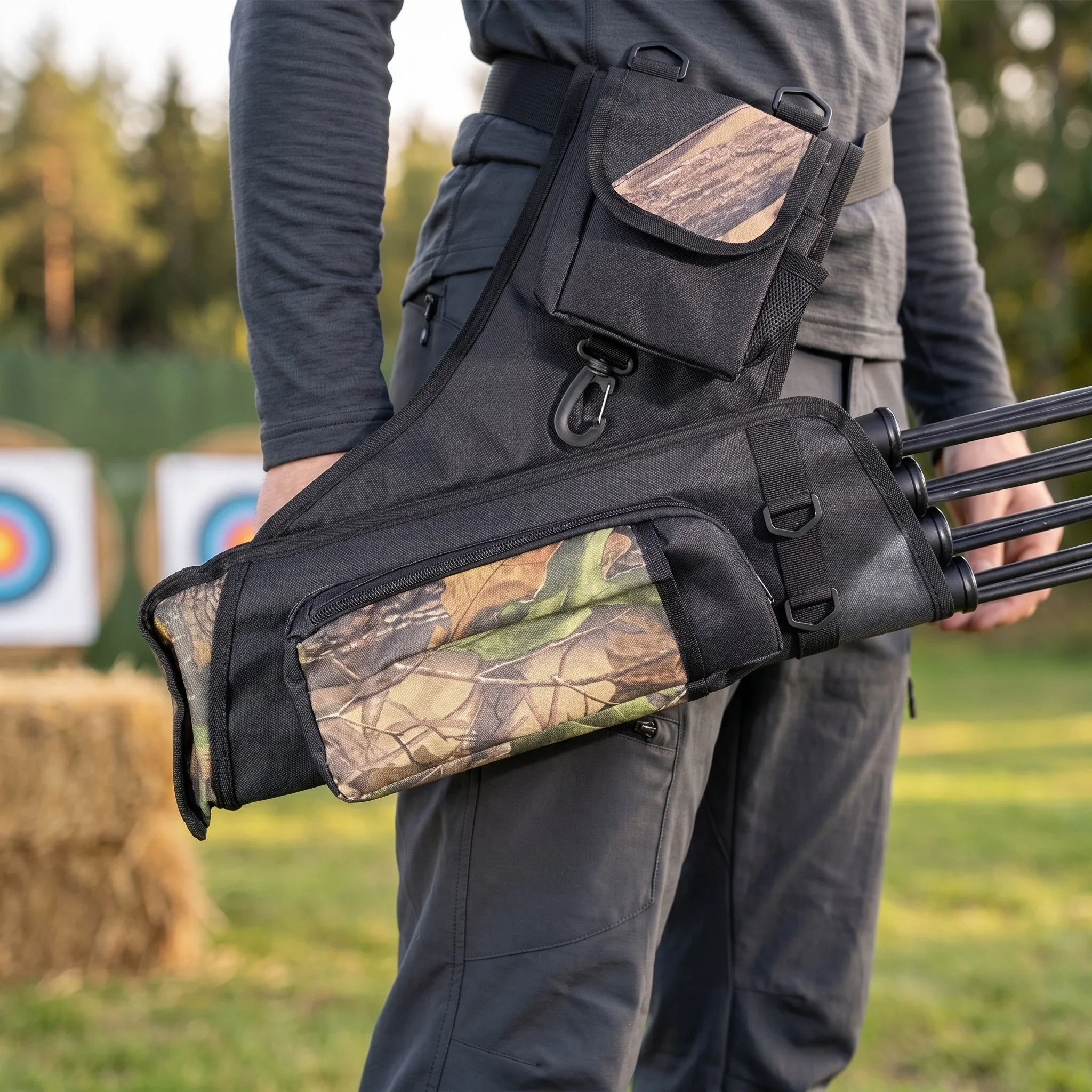 Archery Hip Quiver 4 Tubes Holds 24 Arrows Belt Arrow Holder for Compound Recurve Traditional Bow Target Competition