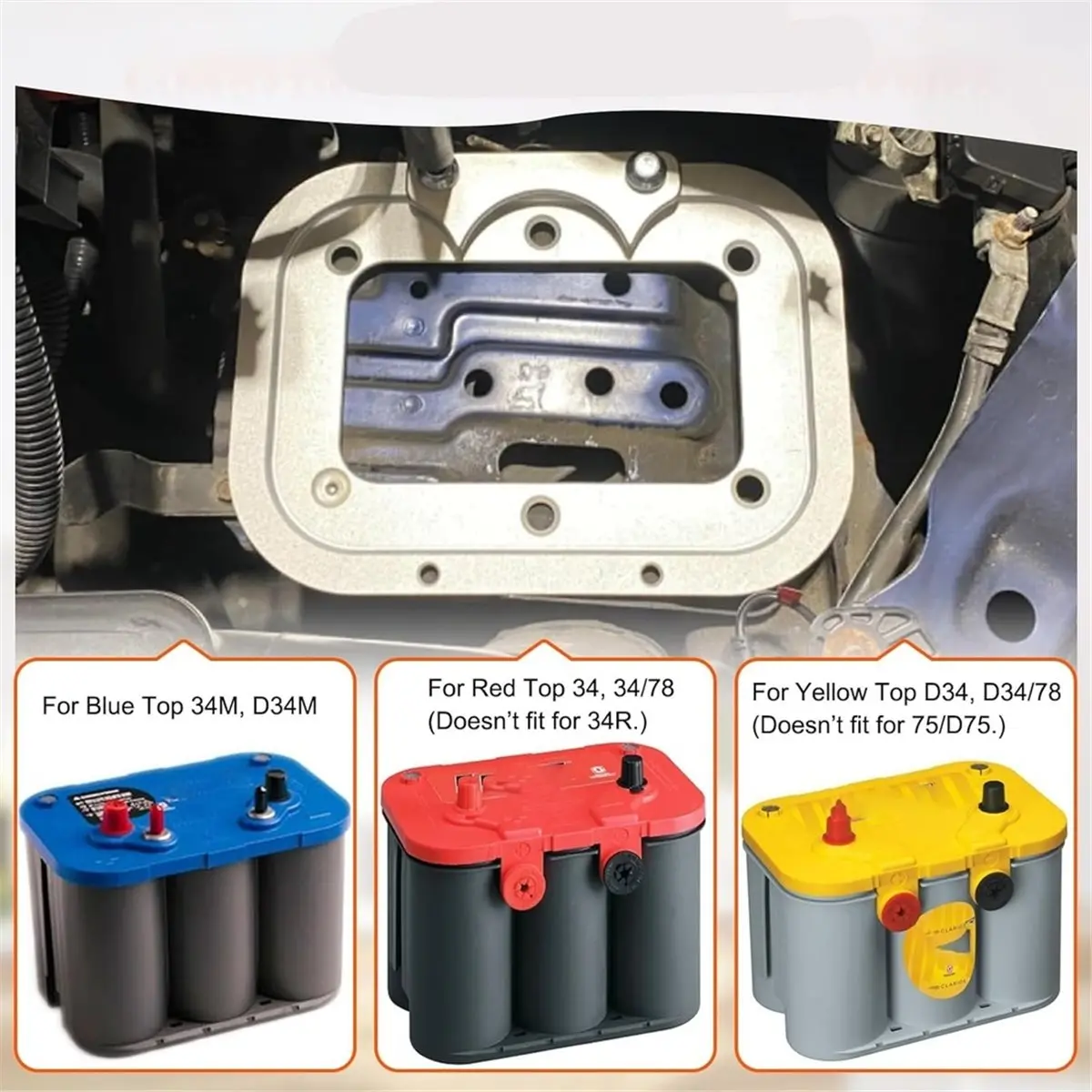 update. Billet Aluminum Battery Pallet Trunk Hold Down Bracket for Optima Blue Yellow Red Top 34M D34M 34 34/78 D34 D34/78