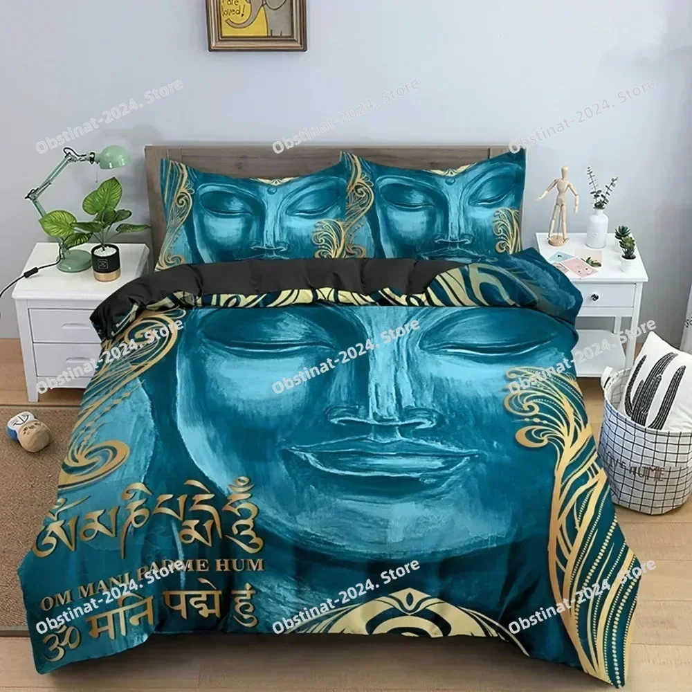 Top Buddha Duvet Cover Microfiber Buddha Statue Exotic Ethnic Bohemian Bedding Set for Buddhist Devotees Double Full Queen King