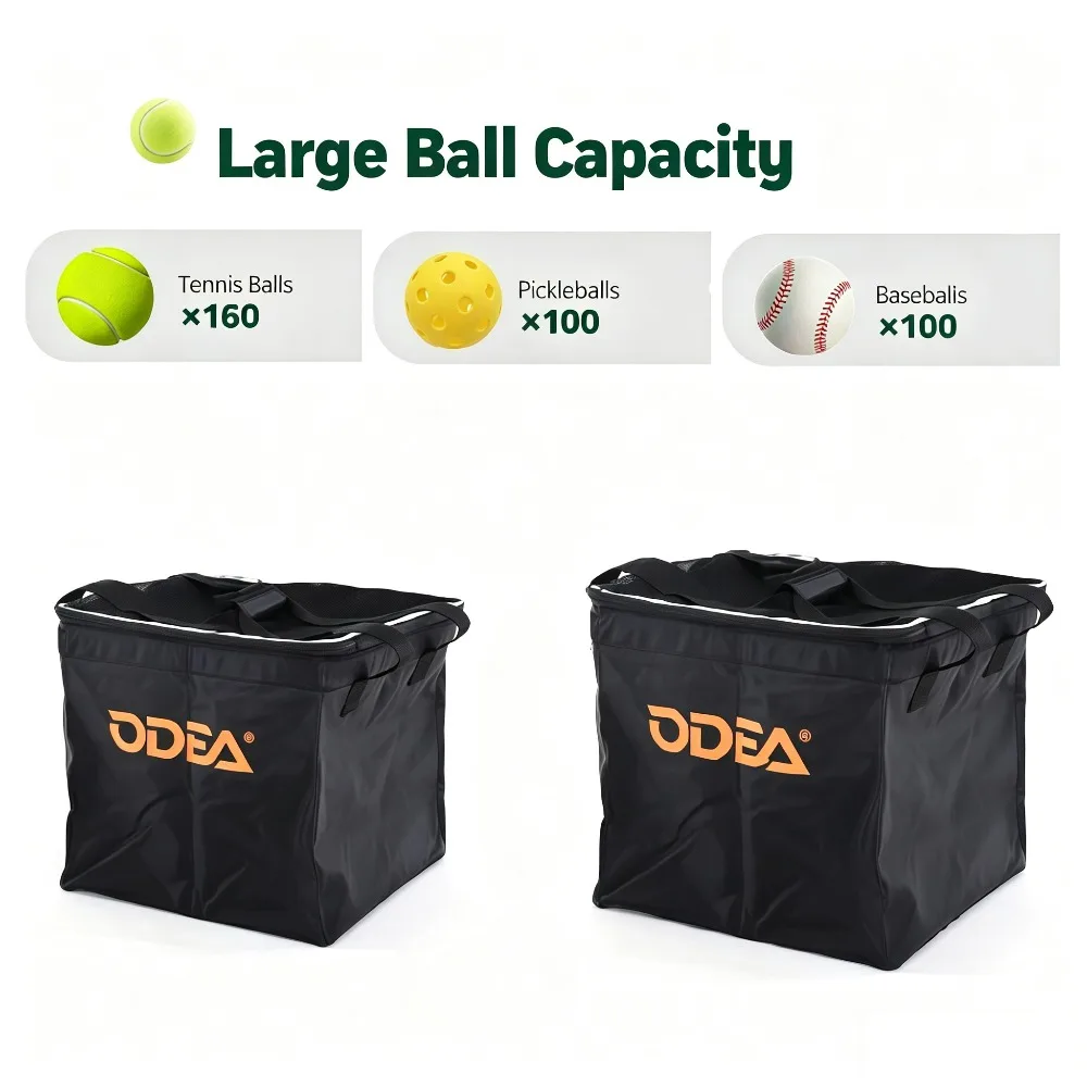 Professional Tennis & Pickle Ball Hopper Holds 160/80 Balls, Foldable Portable Compact & Lightweight Zippered Pocket Carry Bag