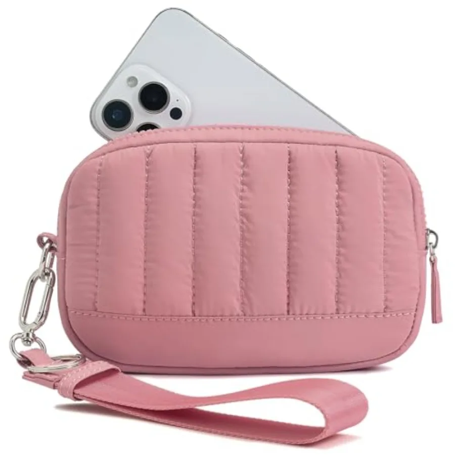 

Wristlet Wallets for Women Quilted RFID Blocking Lightweight Wristlet Purse with Zipper for Travel