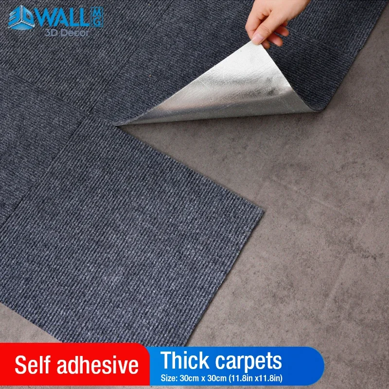 自己粘着カーペット 30 × 30 センチメートルリビングルームカーペットフロアマット装飾オフィスカーペット階段滑り止め自己粘着床ステッカー