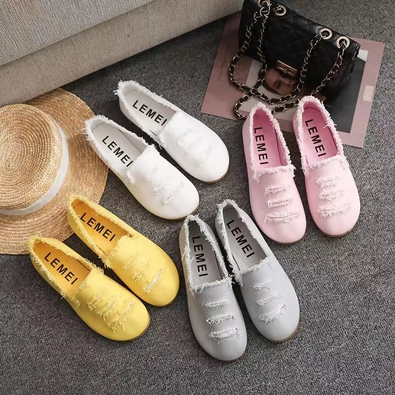 Careaymade-Loveontop Spring Autumn Women Canvas Shoes Ladies New Design Plush Edge Casual Glitter Loafers Slip-ons Fabric Flats