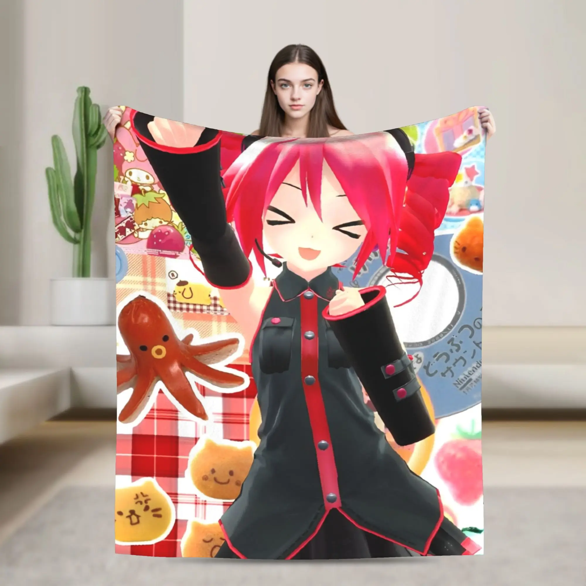 kasane-teto-ニットブランケット-ボーカロイド音楽ガール-ウールスローブランケット-ベッドソファ-ポータブル軽量ベッドカバー