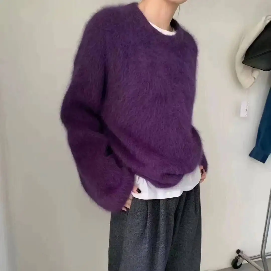 Morbido maglione pullover in velluto imitazione visone per donna Chic nuovo allentato O-collo lavorato a maglia Top autunno inverno abbigliamento