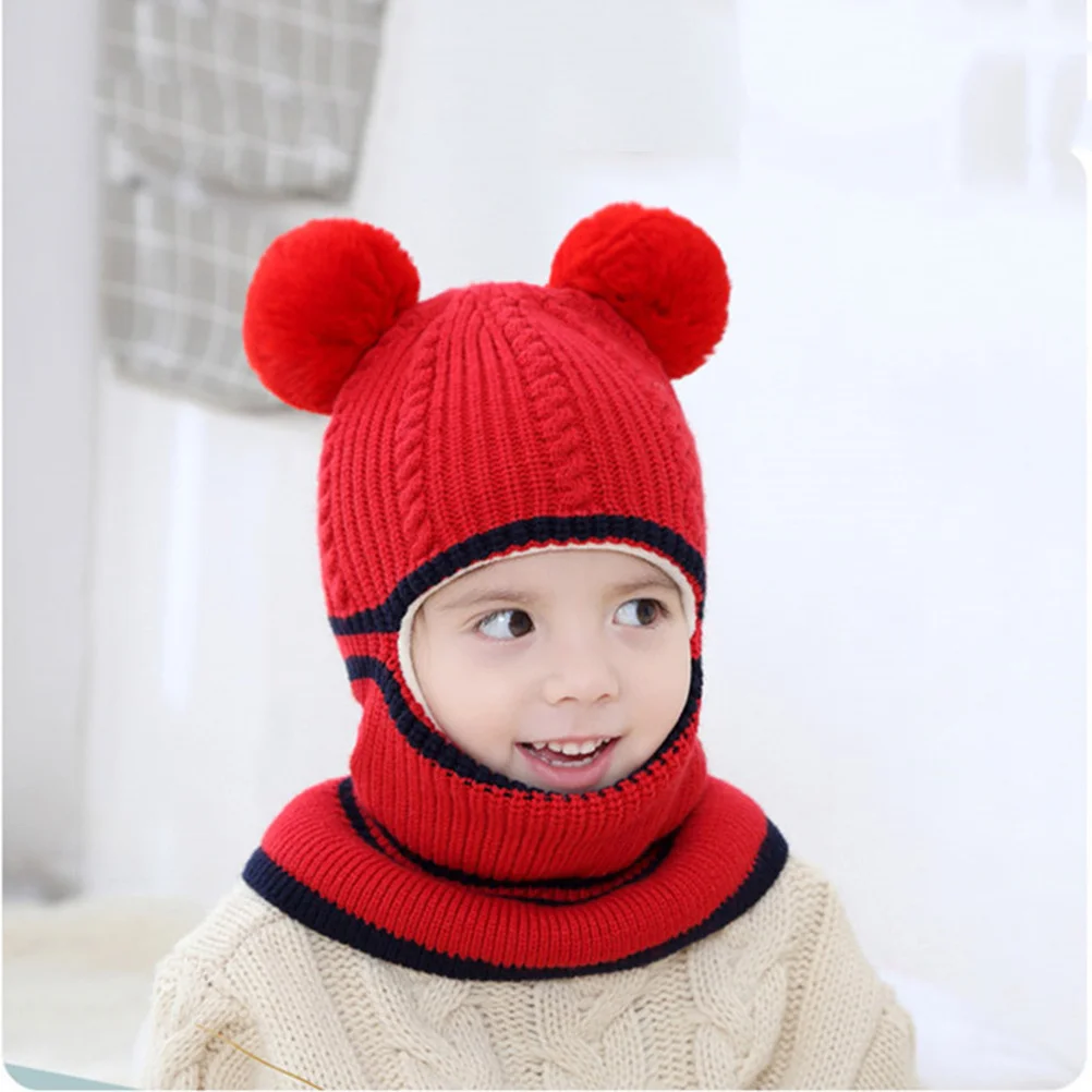 

1Pcs Children Warm Woolen Thick Winter Hat Scarf Knitted Kids Hat Double Layer Autumn Winter Clothes Accessories