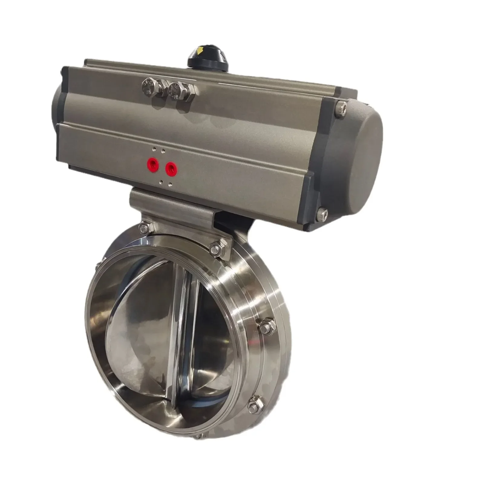 

Pneumatic rotary discharge, sanitary quick-loading butterfly valve