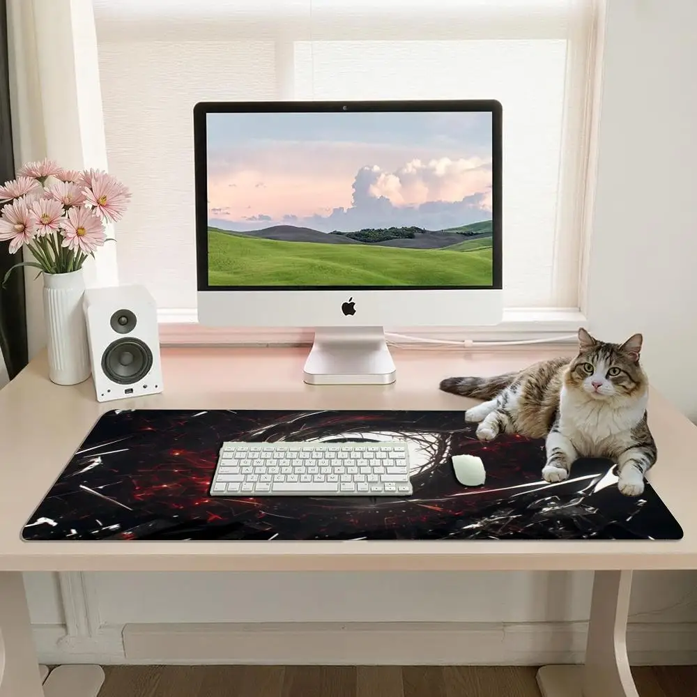 ROG Giant Mechanical Eye Dark Sci-Fi Gaming Mouse Pad Lone Warrior Red Glow Shatter Texture desk accessories tapis de souris