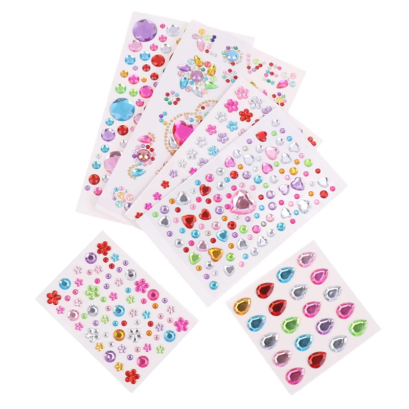 Ins Style 3D Gem Acrylic Crystal Stickers Self Adhesive DIY Phone Album Decoration Sparkly Rhinestone Stickers Kids Gift